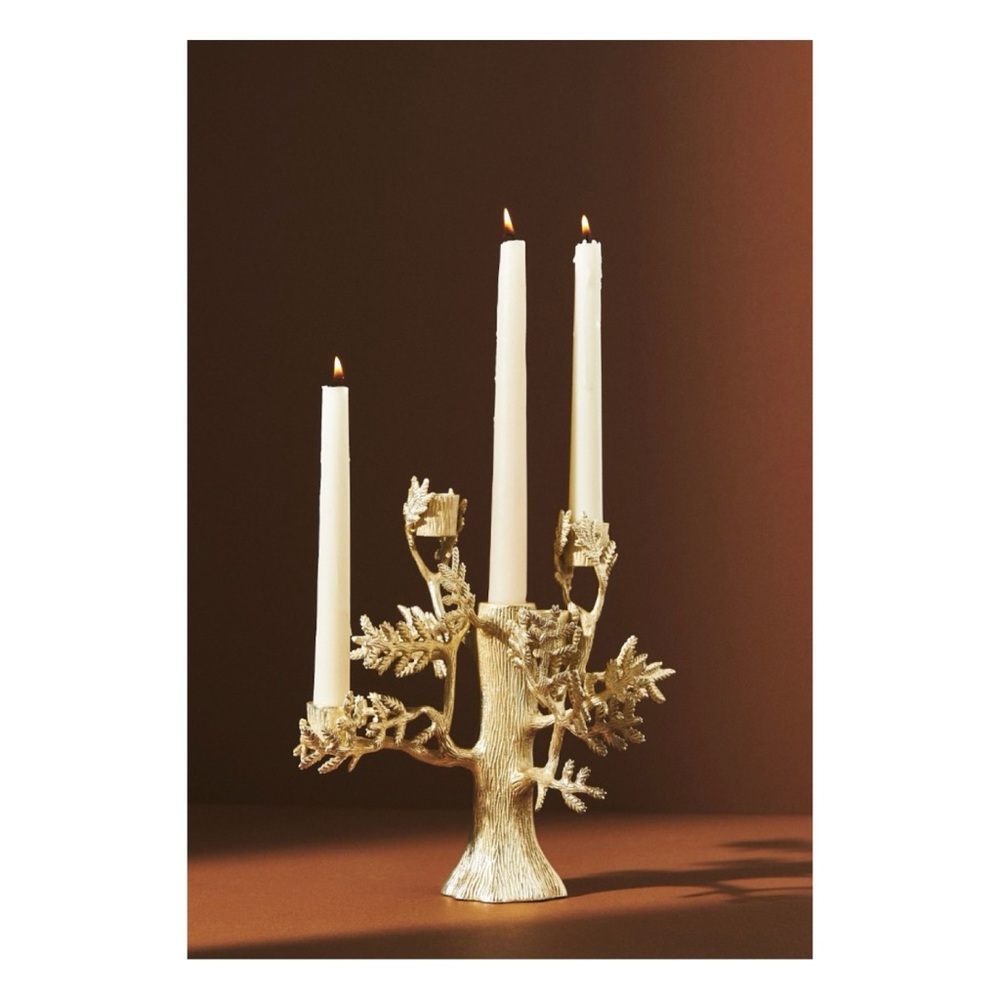 Gold Tree Branch 4-Arm Candle Holder - Elegant Home Accent